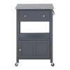 OSP Home Furnishings Fairfax Farmhouse Kitchen Cart with Granite Top, Rolling Storage Cabinet with Towel Rack, Shelf and Drawer, Grey Finish view 2