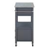 OSP Home Furnishings Fairfax Farmhouse Kitchen Cart with Granite Top, Rolling Storage Cabinet with Towel Rack, Shelf and Drawer, Grey Finish view 3