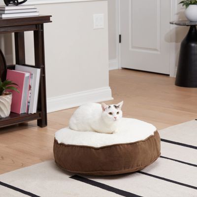 South Pine Porch Lily Round Pillow Style Cat Bed, Latte