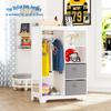 UTEX Kids Dress Up Storage with Full Length Mirror, Kids Armoire with 2 Storage Bins, Opening Hanging Costume Closet Wardrobe, Pretend Storage Closet Armoire Dresser view 4