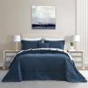 CHIXIN Oversized Cotton Bedspread Queen Size - Real Stitching - Luxury Quilted Bedding Cover for All Season, Reversible, Ultra Soft, Lightweight, 3 Piece, Navy view 1