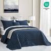 CHIXIN Oversized Cotton Bedspread Queen Size - Real Stitching - Luxury Quilted Bedding Cover for All Season, Reversible, Ultra Soft, Lightweight, 3 Piece, Navy view 2