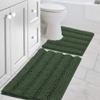 H.VERSAILTEX Bathroom Rugs Bath Rug Set 2 Piece Bathroom Contour Rug Toilet Mat Sets Non Slip Contour Bath Rug Ultra Thick Water Absorbent Striped Bath Mats(20" x 32" Plus 20" x 20" U, Bronze Green) view 1