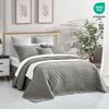CHIXIN Cotton Bedspread Full Size - Real Stitching - Luxury Quilted Bedding Cover for All Season, Reversible, Ultra Soft, Lightweight, 3 Piece, Grey view 2