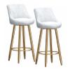LOUFOU Bar Stools Set of 2, Velvet Barstools with Back and Gold Footrest, 65/75cm Upholstered Counter Height Stool for Kitchen Counter Island view 1
