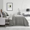 CHIXIN Oversized Cotton Bedspread Queen Size - Real Stitching - Luxury Quilted Bedding Cover for All Season, Reversible, Ultra Soft, Lightweight, 3 Piece, Grey view 3