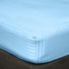 Bed Sheet Set of 5PCs, Light Blue Stripe,King Size, 1 Fitted Sheet (15"-16") Deep Pocket, 1 Flat Sheet, 1 Duvet Cover with Zipper and 2 Pillowcases, Pure Egyptian Cotton, 400 Thread Count. view 4