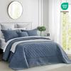 CHIXIN Oversized Cotton Bedspread Queen Size - Real Stitching - Luxury Quilted Bedding Cover for All Season, Reversible, Ultra Soft, Lightweight, 3 Piece, Smokey Blue view 2