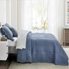 CHIXIN Oversized Cotton Bedspread Queen Size - Real Stitching - Luxury Quilted Bedding Cover for All Season, Reversible, Ultra Soft, Lightweight, 3 Piece, Smokey Blue view 3