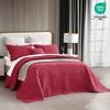 CHIXIN Cotton Bedspread Full Size - Real Stitching - Luxury Quilted Bedding Cover for All Season, Reversible, Ultra Soft, Lightweight, 3 Piece, Burgundy view 2