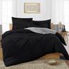 Bed Sheet Set of 5PCs, Black Solid,Full Size, 1 Fitted Sheet (15"-16") Deep Pocket, 1 Flat Sheet, 1 Duvet Cover with Zipper and 2 Pillowcases, Pure Egyptian Cotton, 400 Thread Count. view 4