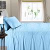 Bed Sheet Set of 5PCs, Light Blue Stripe,Cal-King Size, 1 Fitted Sheet (15"-16") Deep Pocket, 1 Flat Sheet, 1 Duvet Cover with Zipper and 2 Pillowcases, Pure Egyptian Cotton, 400 Thread Count. view 3