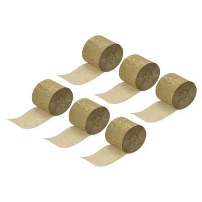 MECCANIXITY Crepe Paper Streamer Party Streamer Decorations 1.77 inch Wide 32ft Long for Various Birthday Party Wedding Festival Party Decorations, Gold Tone Pack of 6