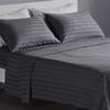 5-Piece Cotton Bed Sheet Set 400 Thread-Count, 100% Egyptian Quality Cotton, 30-Inches Deep Pocket of Fitted Sheet, Hotel Quality & Sateen Finish Bedding Sheets-Dark Grey Stripe,Twin Size. view 2