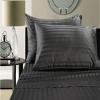 5-Piece Cotton Bed Sheet Set 400 Thread-Count, 100% Egyptian Quality Cotton, 30-Inches Deep Pocket of Fitted Sheet, Hotel Quality & Sateen Finish Bedding Sheets-Dark Grey Stripe,Twin Size. view 4