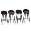 LOUFOU Swivel Bar Stools for Kitchen Counter Wrought Iron Bar Chairs with Backrest Tall Barstools Velvet Round Cushion Kitchen Island Stools - Blue view 1