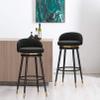 LOUFOU Swivel Bar Stools for Kitchen Counter Wrought Iron Bar Chairs with Backrest Tall Barstools Velvet Round Cushion Kitchen Island Stools - Blue view 2