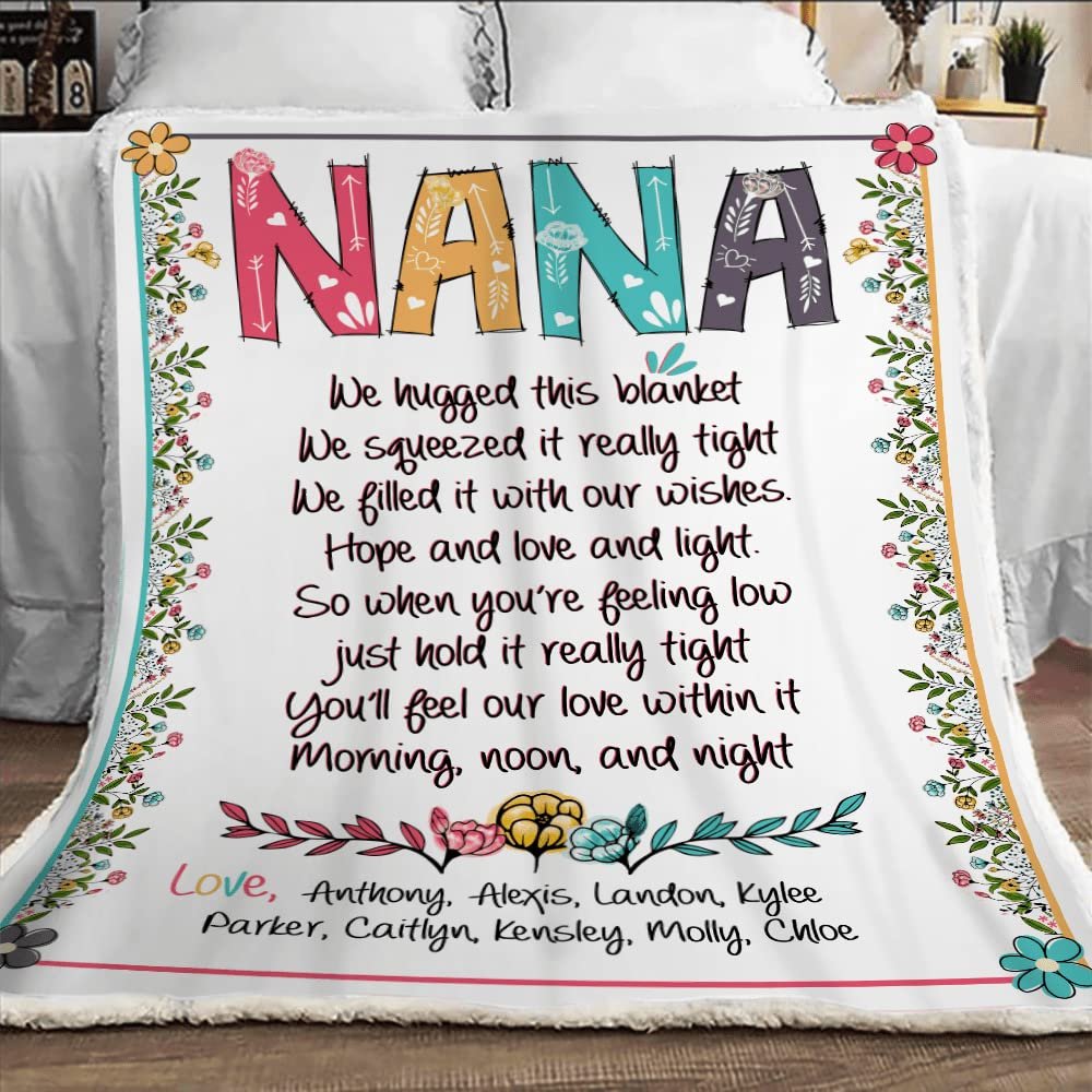 NAZENTI Personalized Nana Blanket Letter Blanket Birthday Gift for Mom Gift for Her Nana Birthday Gift for Mom Grandma Gift for Mimi Nana