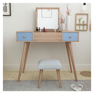 Dressing Table Wood Dressing Table Bedroom Multifunctional Clamshell Mini Dressing Table Small Apartment Dressing Table With Makeup Mirror Dressing Table + Makeup Stool Vanity Table ( Color : B )