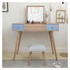 Dressing Table Wood Dressing Table Bedroom Multifunctional Clamshell Mini Dressing Table Small Apartment Dressing Table With Makeup Mirror Dressing Table + Makeup Stool Vanity Table ( Color : B ) view 1
