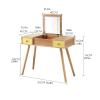 Dressing Table Wood Dressing Table Bedroom Multifunctional Clamshell Mini Dressing Table Small Apartment Dressing Table With Makeup Mirror Dressing Table + Makeup Stool Vanity Table ( Color : B ) view 2