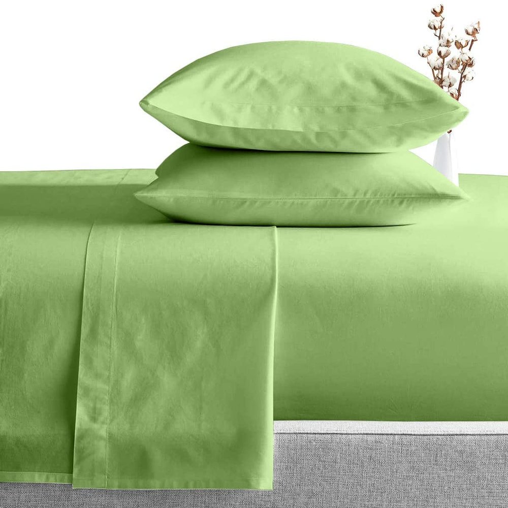 Bed Sheet Set of 5PCs, Sage Solid,Twin-XL Size, 1 Fitted Sheet (15"-16") Deep Pocket, 1 Flat Sheet, 1 Duvet Cover with Zipper and 2 Pillowcases, Pure Egyptian Cotton, 400 Thread Count.