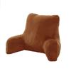 Home Soft Things Solid Faux Fur Brown Bed Rest Reading Pillow with Handle, Lounger Backrest Pillow for Sitting in Bed with Arms, 20" x 18" x 17", Umber view 1