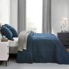 CHIXIN Oversized Cotton Bedspread King Size - Real Stitching - Luxury Quilted Bedding Cover for All Season, Reversible, Ultra Soft, Lightweight, 3 Piece, Navy view 3