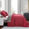 CHIXIN Oversized Cotton Bedspread Queen Size - Real Stitching - Luxury Quilted Bedding Cover for All Season, Reversible, Ultra Soft, Lightweight, 3 Piece, Burgundy view 3