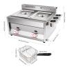 6Lx2 Commercial Gas Deep Fryer, Dual Tank LPG Tabletop Fryer with Independent Controls, 430 Stainless Steel for Restaurant, Fast Food Snack Shop, Energy-Saving & Easy to Clean view 3