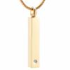 LiHiFG Inlay Zircon Golden Stainless Steel Bar Cremation Urn Pendant Engravable Keepsake Memorial Jewelry for Ashes view 1