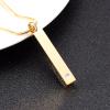 LiHiFG Inlay Zircon Golden Stainless Steel Bar Cremation Urn Pendant Engravable Keepsake Memorial Jewelry for Ashes view 2
