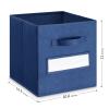 artsdi 11 Inch Storage Cube,Storage bin (Set of 10) Foldable Fabric Cube Storage Bins with 10 Labels Window Cards & a Pen,Baskets Containers for Shelves,Closet Organizers Box,cube storage,Navy Blue view 3