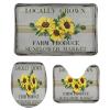 3 Pieces Bathroom Rug Set, Stylish Blossom Sunflowers Soft Foam Non Slip Bath Mats Sets Toilet Contour Mat Lid Cover for Bathtub Shower and Bathroom Decor 16"x24" view 1