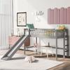 Bellemave Low Loft Bed with Removable Slide, Kids Twin Loft Bed Frame with Ladder and Full-Length Guardrails, Wood Low Loft Bed for Kids Teens Boy & Girl, Gray view 1