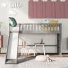 Bellemave Low Loft Bed with Removable Slide, Kids Twin Loft Bed Frame with Ladder and Full-Length Guardrails, Wood Low Loft Bed for Kids Teens Boy & Girl, Gray view 3