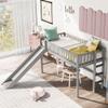 Bellemave Low Loft Bed with Removable Slide, Kids Twin Loft Bed Frame with Ladder and Full-Length Guardrails, Wood Low Loft Bed for Kids Teens Boy & Girl, Gray view 4