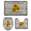 3 Pieces Bathroom Rug Set, Retro Sunflowers Floral Pattern Soft Foam Non Slip Bath Mats Sets Toilet Contour Mat Lid Cover for Bathtub Shower and Bathroom Decor 16"x24" view 1