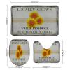 3 Pieces Bathroom Rug Set, Retro Sunflowers Floral Pattern Soft Foam Non Slip Bath Mats Sets Toilet Contour Mat Lid Cover for Bathtub Shower and Bathroom Decor 16"x24" view 2