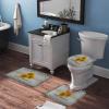 3 Pieces Bathroom Rug Set, Retro Sunflowers Floral Pattern Soft Foam Non Slip Bath Mats Sets Toilet Contour Mat Lid Cover for Bathtub Shower and Bathroom Decor 16"x24" view 3