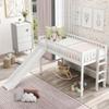 Bellemave Low Loft Bed with Removable Slide, Kids Twin Loft Bed Frame with Ladder and Full-Length Guardrails, Wood Low Loft Bed for Kids Teens Boy & Girl, White view 1