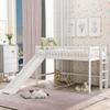Bellemave Low Loft Bed with Removable Slide, Kids Twin Loft Bed Frame with Ladder and Full-Length Guardrails, Wood Low Loft Bed for Kids Teens Boy & Girl, White view 4