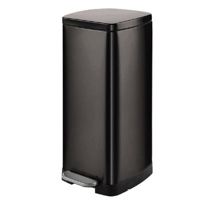 DFDFSFG Trash Can Stainless Steel Step Trash Can with Foot PedalLarge Metal Kitchen Garbage BinRectangle Garbage Can with LidSilverBlack Wastebasket (Color : Large-Black)