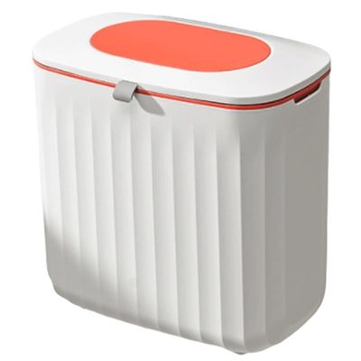 DFDFSFG Trash Can Hanging Trash Can with Lid for Kitchen Cabinet Door or Under SinkKitchen Compost Garbage Bin CountertopMountable Garbage Can Wastebasket (Color : Orange)
