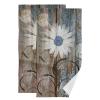 AIYOOLER Blue Brown Hand Towels for Bathroom Set of 2 Rustic White Daisy Floral Farmhouse Spring Country Soft Absorbent Kitchen Towels,Decorative Bathroom Towels for Bath,Gym,Spa,Shower 28x14in view 1