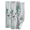 AIYOOLER Hand Towels for Bathroom Set of 2 Farm Teal White Daisy Floral Flowers Butterfly on Country Wooden Soft Absorbent Small Bath Towels Decorative Kitchen Guest Dish Towel for Spa,Hotel 28x14in view 1