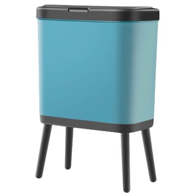 DFDFSFG Trash Can Small Rectangle Trash CanPlastic Garbage Can with Press-Type Sealed LidGarbage Bin for BathroomBedroomKitchenLiving Room Wastebasket (Color : Blue)