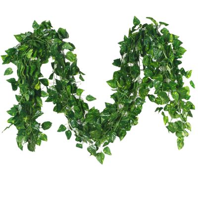 QIAOH Artificial Ivy Vines 24 Pack, Fake Ivy Leaves Artificial Ivy, Artificial Ivy Garland, Ivy Wall Decor, Ivy Garland Greenery Vines for Bedroom Decor Ivy Vines for Room Wall Decor