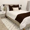 Amuze Bedding Queen Size 800 TC 5 Piece Pinch Pleated Bed Runner (1 Bed Runner + 4 Euro Shams) Chocolate Solid 100% Egyptian Cotton Soft Fade-Resistant Easy Care Decorative Bed Scarf view 1