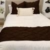 Amuze Bedding Queen Size 800 TC 5 Piece Pinch Pleated Bed Runner (1 Bed Runner + 4 Euro Shams) Chocolate Solid 100% Egyptian Cotton Soft Fade-Resistant Easy Care Decorative Bed Scarf view 2